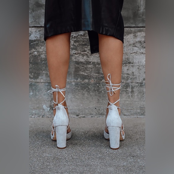 Lulu’s Luna Grey Suede Lace-Up Heels - Picture 5 of 5